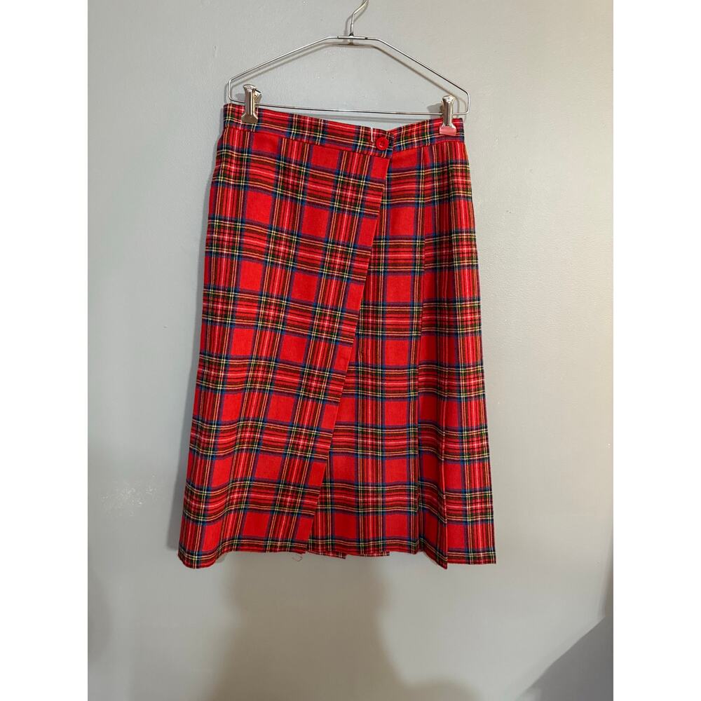 Jantzen Vintage Tartan plaid red wool skirt womens 13